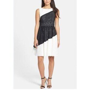 Anthropologie Ivy + Blue Dress 14 Black Ivory Textured NWT $188.00 NEW